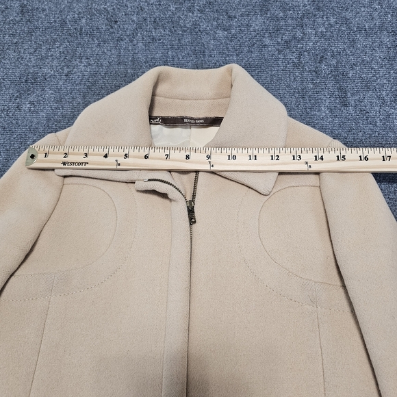 VTG HERMES Authentic WOMEN'S Tan Long Chester Coat 100% Wool Size XS Full Zip - Picture 15 of 16